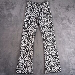 Motel Flare Zebra Jeans Women's S (26x30) Black White Stretch Denim Pants Party